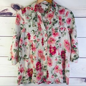 Eden + Olivia Floral Rose Button Up Blouse